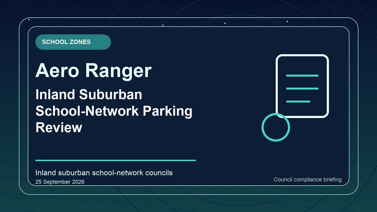 Generic school-network parking review card with active restriction window, frontage context and reviewer outcome