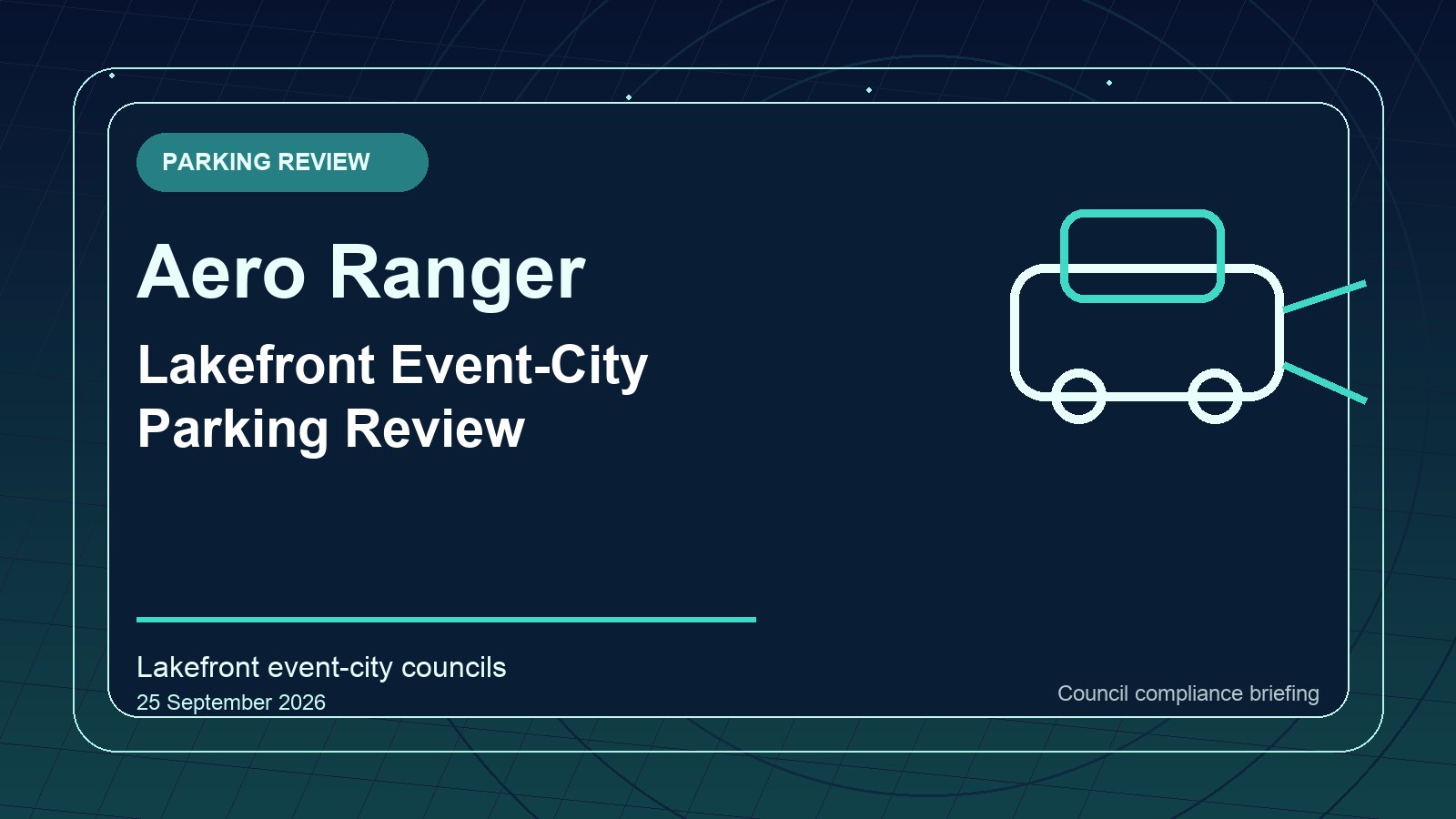 Generic event-day parking review card with temporary parking controls, an overflow bay area and review notes