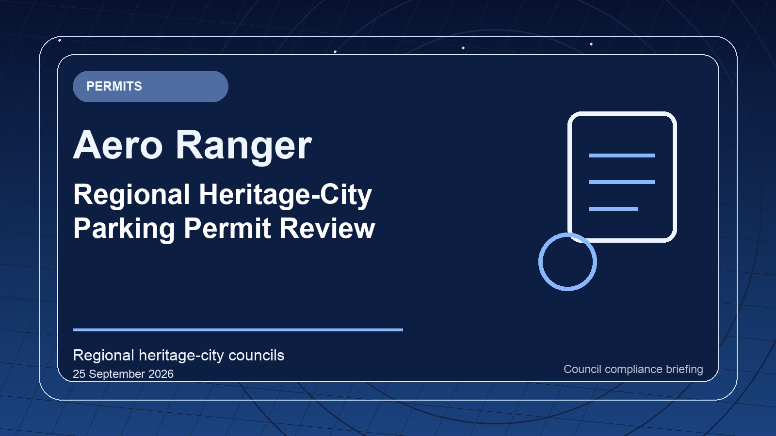 Generic heritage-city parking permit review card with narrow street context, permit class and closure reason