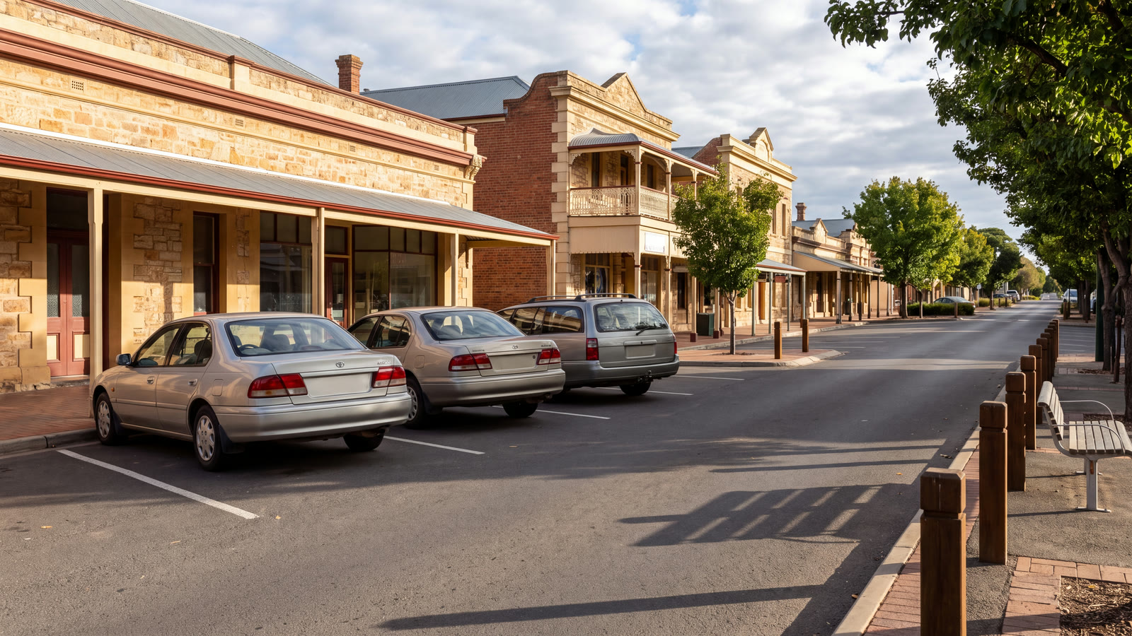 Blank parking permit disk and abstract review tablet beside a vehicle on a generic heritage streetscape