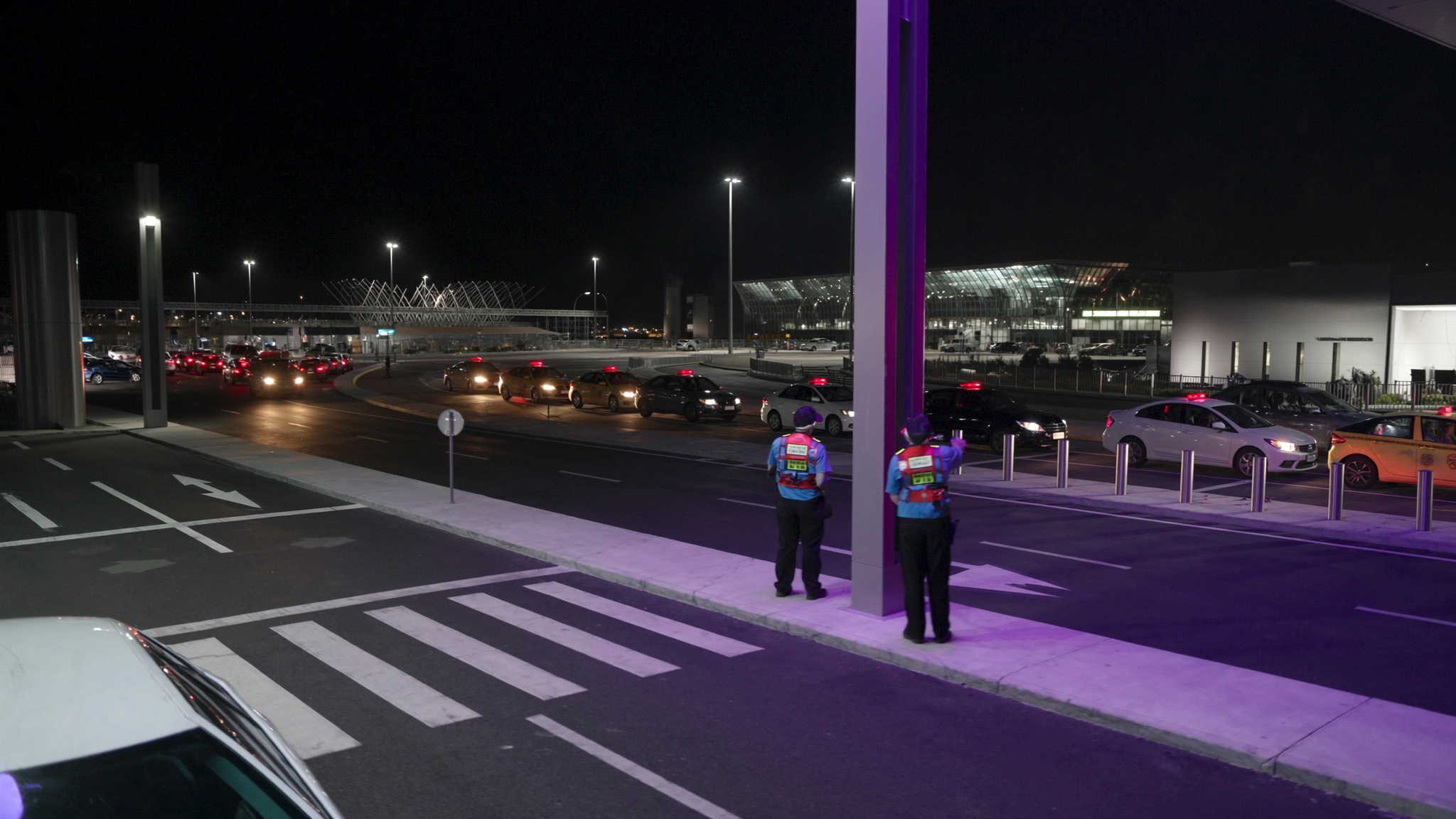Airport landside parking and vehicle movement area managed by an operations team