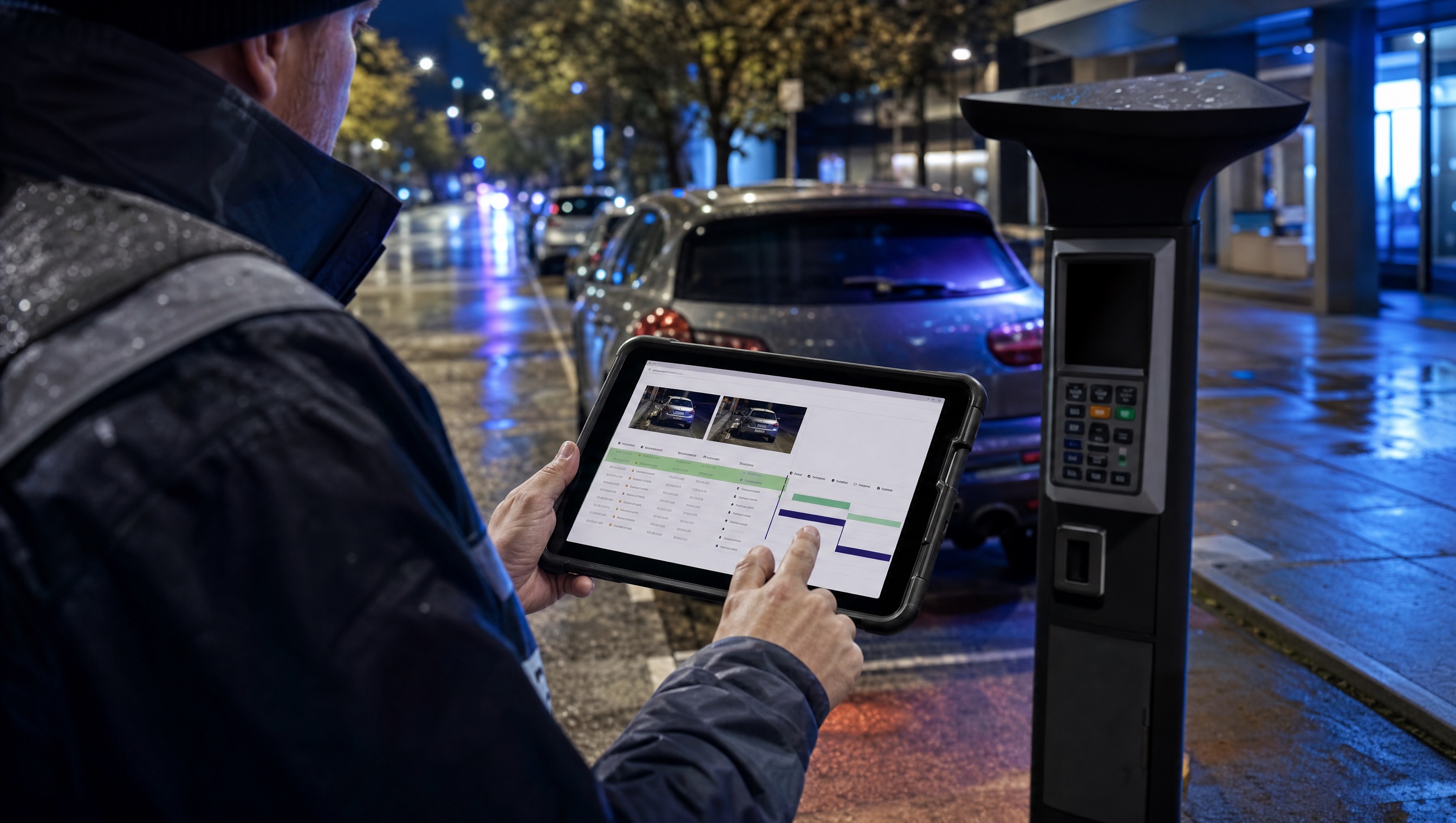 Ranger tablet comparing plate reads with imported app-provider and meter parking sessions
