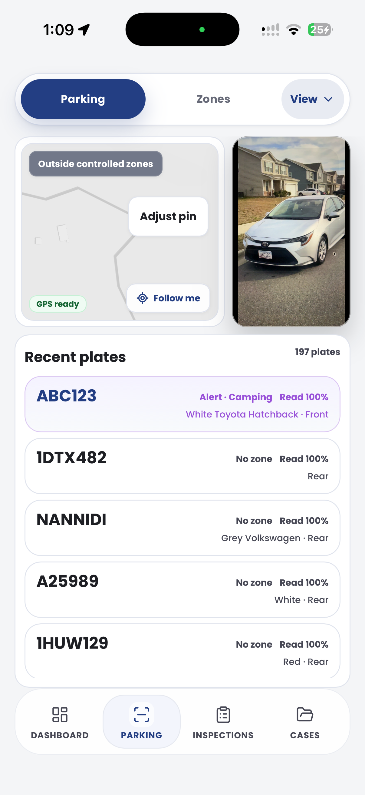 PatrolLink parking mode screen