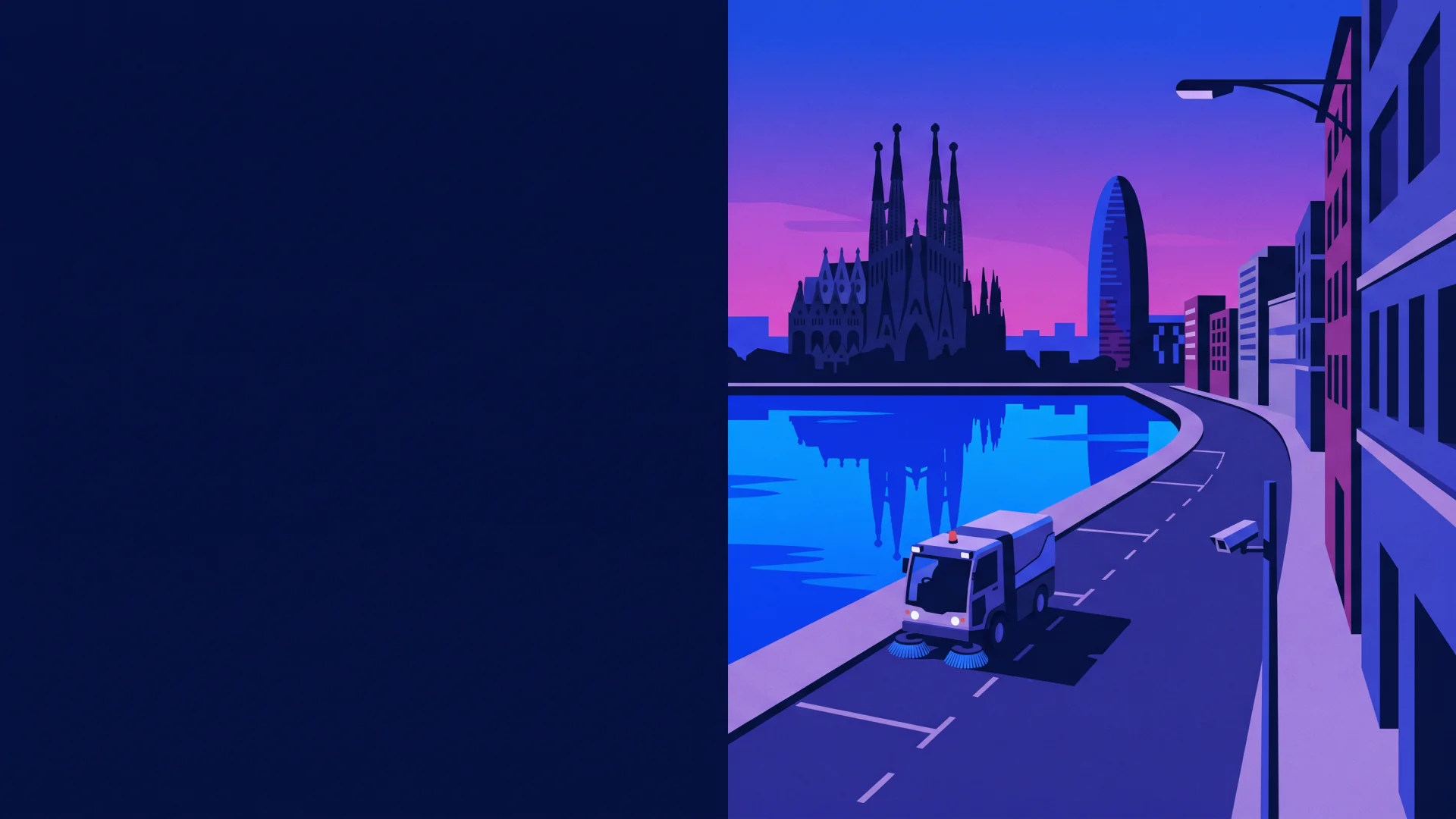 Ilustración editorial de operaciones ANPR y cumplimiento en Barcelona