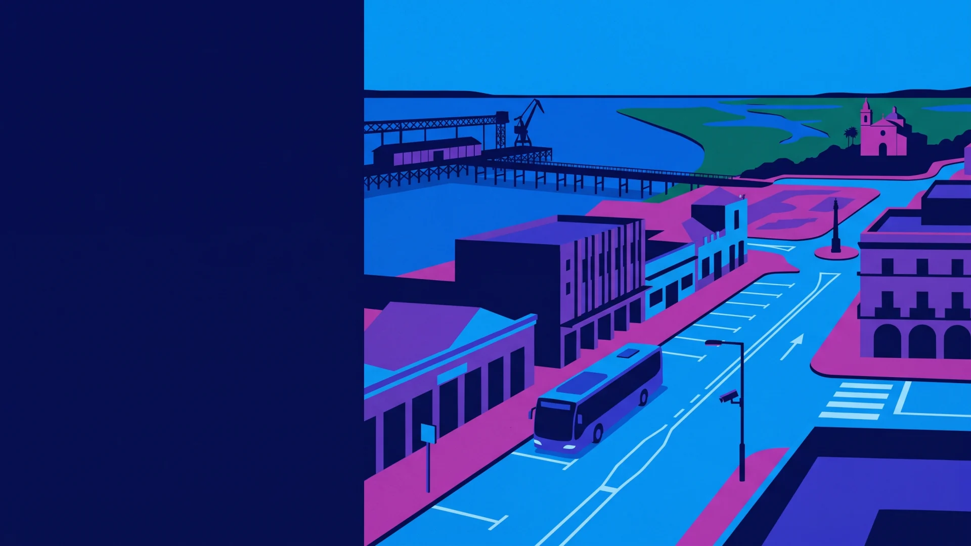 Ilustración editorial de operaciones ANPR y cumplimiento en Huelva