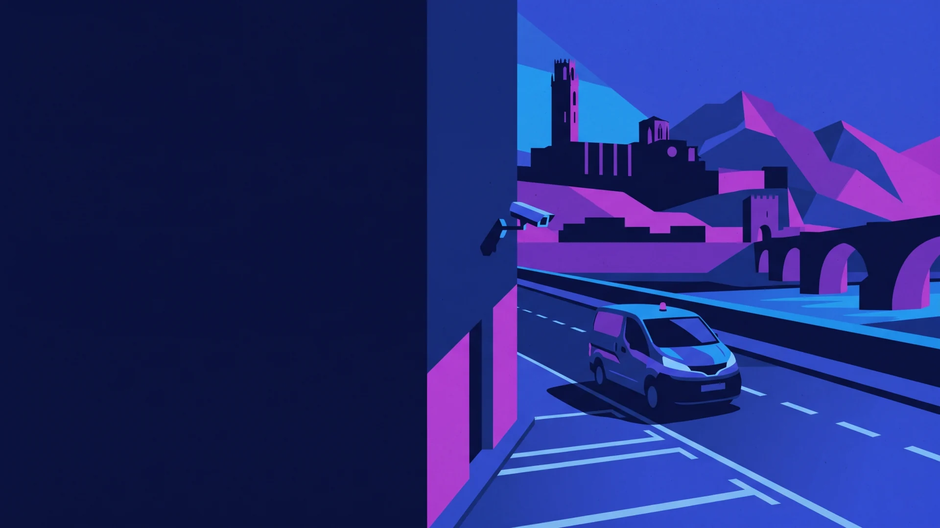 Ilustración editorial de operaciones ANPR y cumplimiento en Lleida