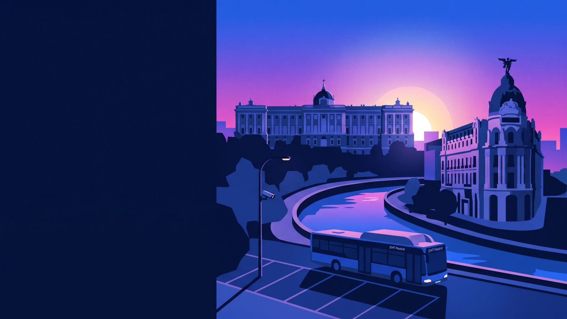 Ilustración editorial de operaciones ANPR y cumplimiento en Madrid