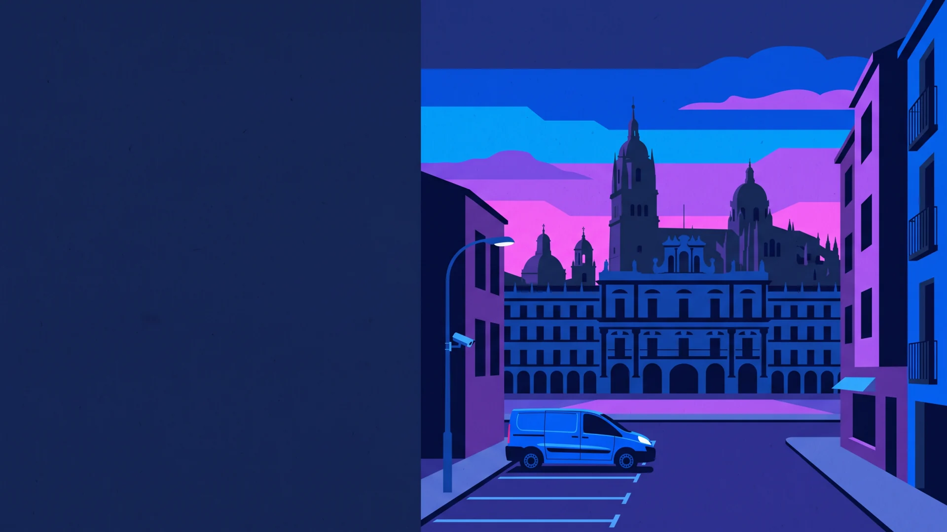 Ilustración editorial de operaciones ANPR y cumplimiento en Salamanca