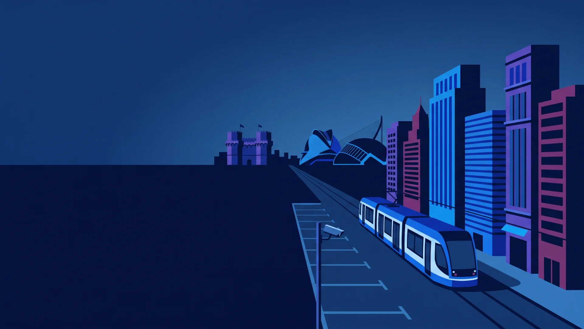 Ilustración editorial de operaciones ANPR y cumplimiento en Valencia