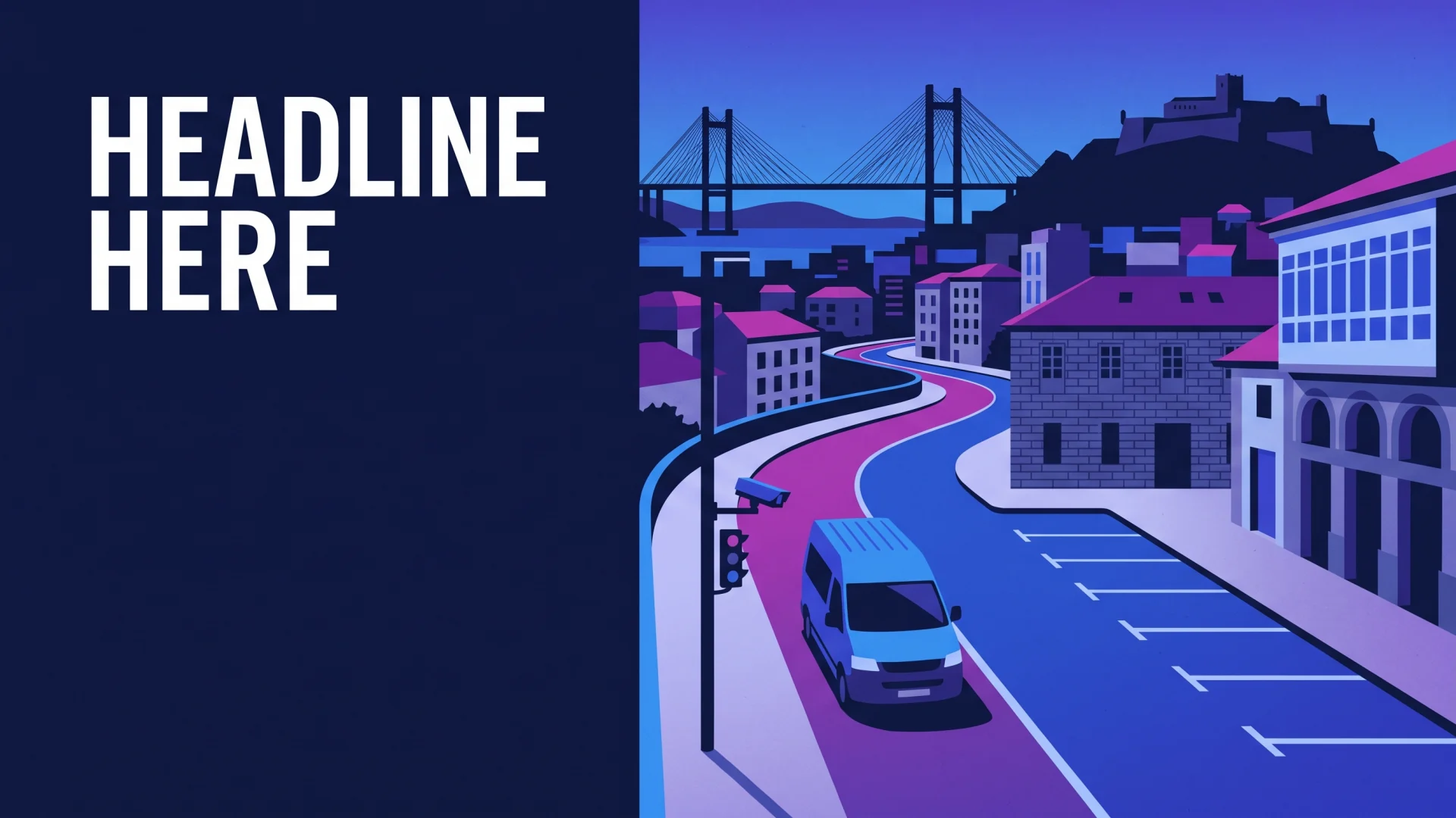 Ilustración editorial de operaciones ANPR y cumplimiento en Vigo